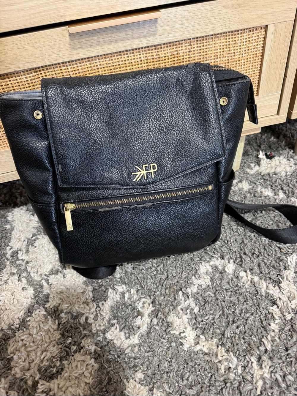 Freshly picked  faux Leather Diaper bag Gold Hardware